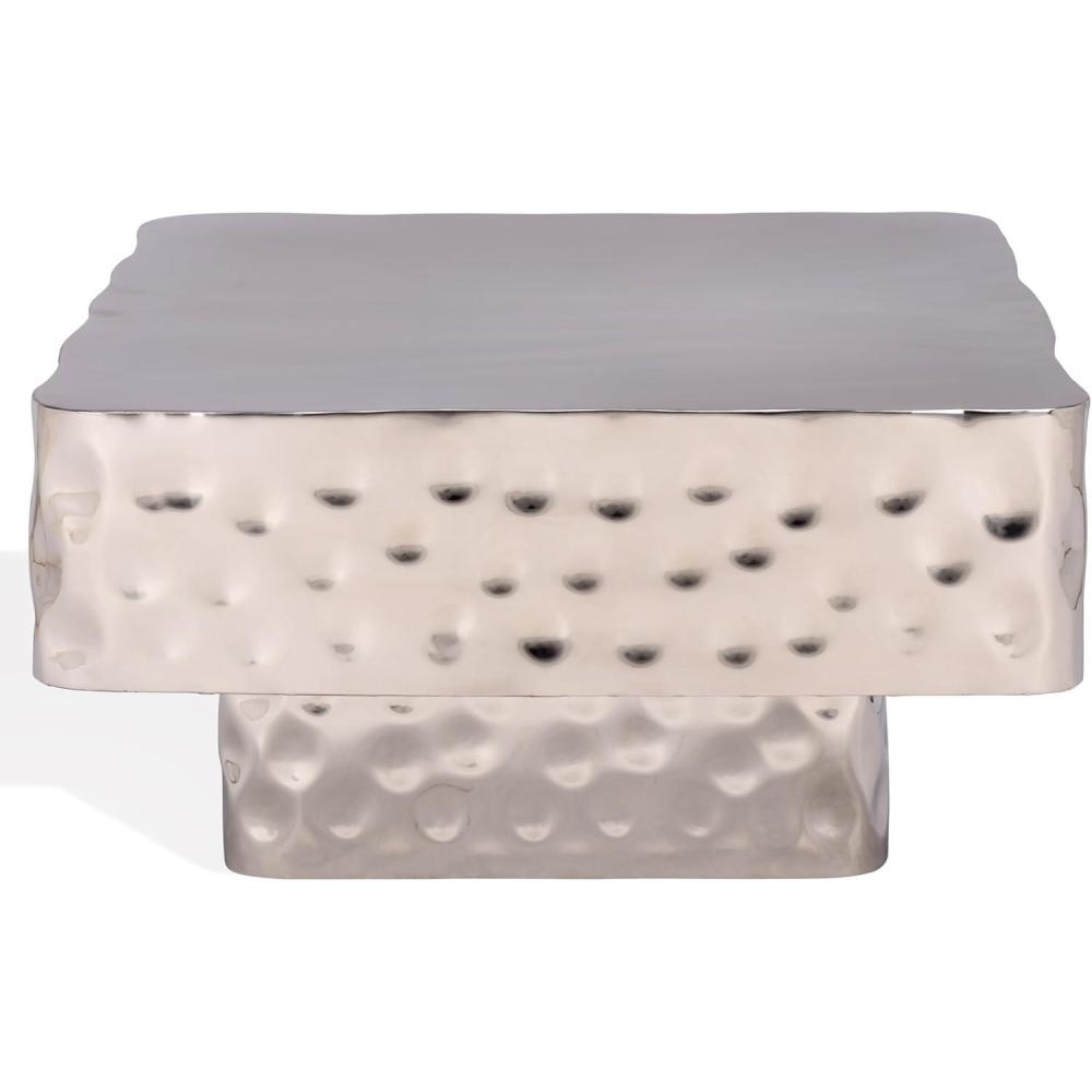 image:imageSAFAVIEH Couture Collection  Janalee Hammered Steel Chrome Square Coffee Table Modern Fully Assembled Accent Cocktail Table SFV7914AChrome