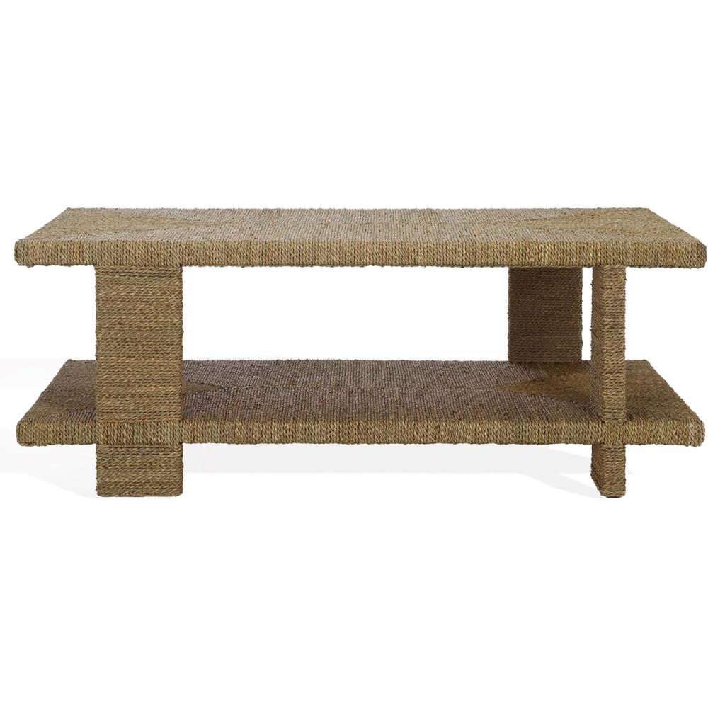 image:imageSAFAVIEH Couture Collection Malta Natural Woven Seagrass Coffee Table Rectangular Accent Table Fully Assembled CWK2024ANatural