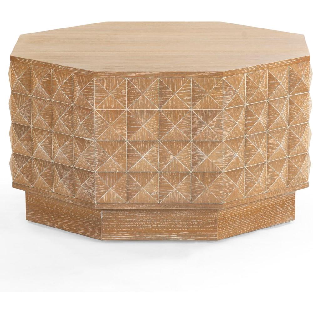 image:imageSAFAVIEH Couture Collection Patty Walnut Octagon Coffee Table Modern Fully Assembled Accent Cocktail Table SFV7253BNatural