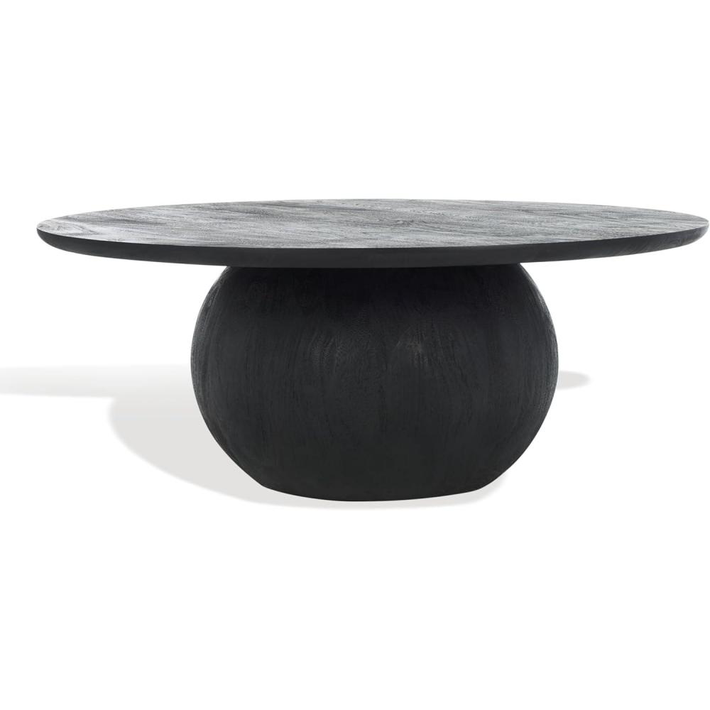 image:imageSAFAVIEH Couture Collection Gabribella White Wash Solid Wood Round Coffee TableBlack