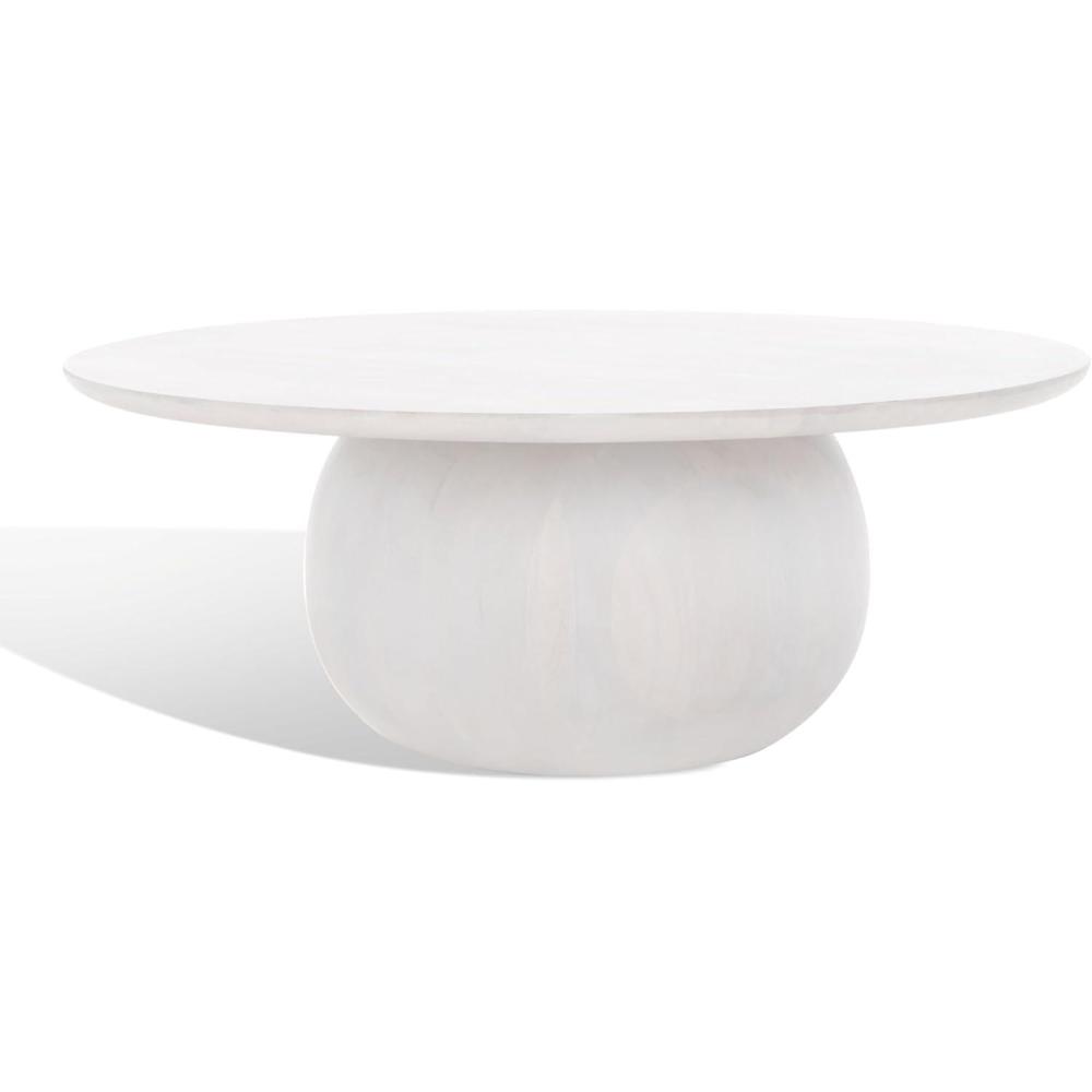 image:imageSAFAVIEH Couture Collection Gabribella White Wash Solid Wood Round Coffee TableWhite Wash