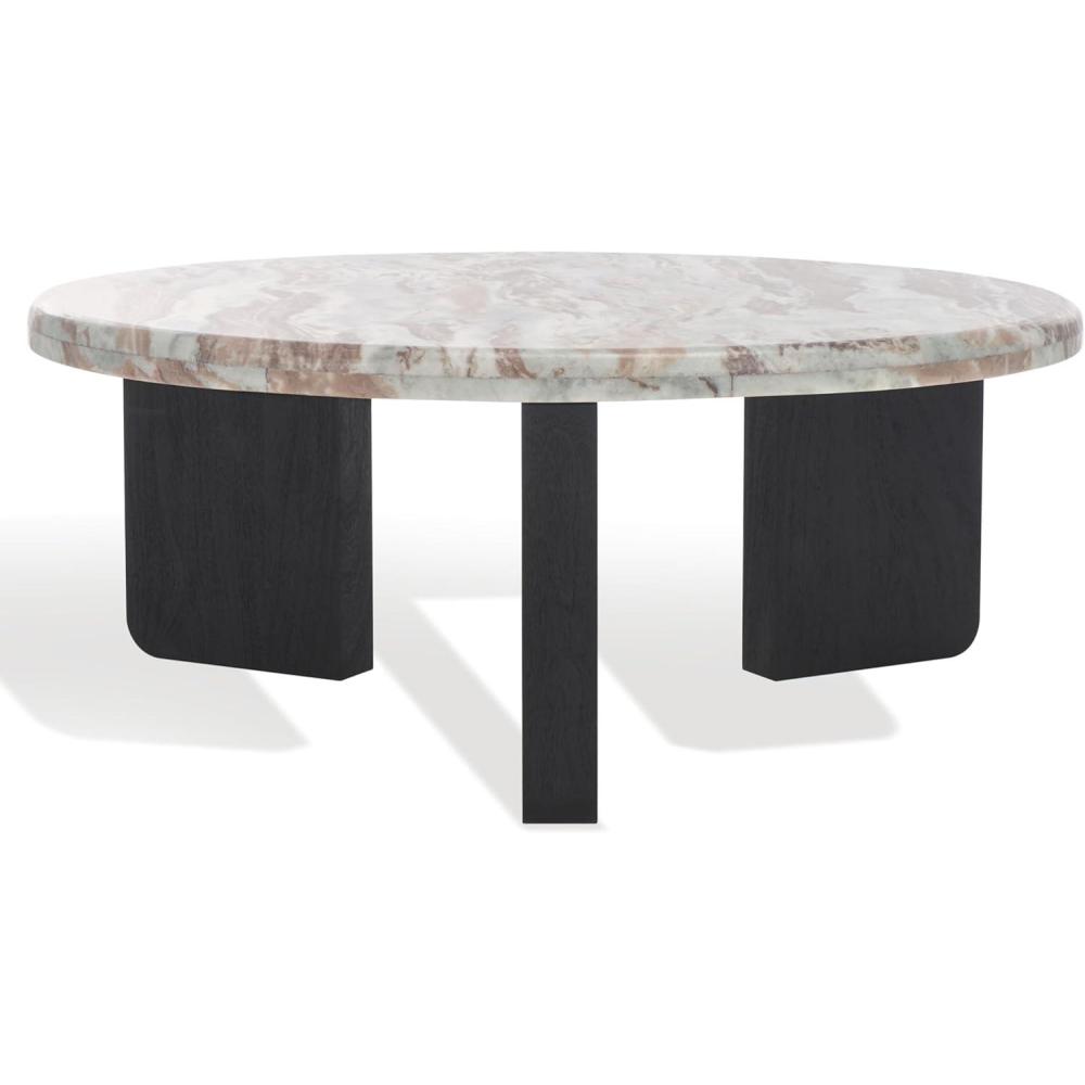 image:imageSAFAVIEH Couture Collection Malkin BrownBlack Marble Round Coffee TableBrownBlack