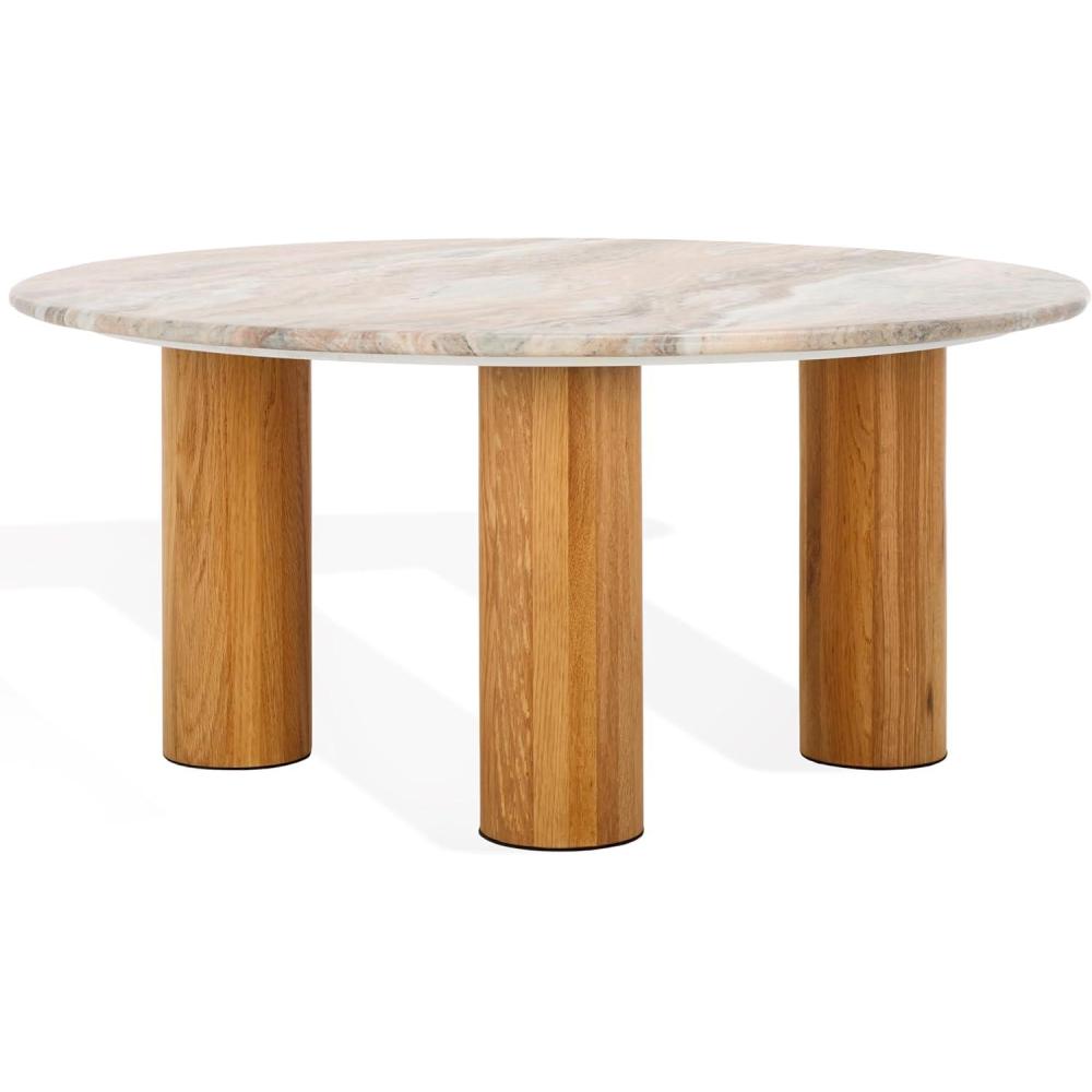 image:imageSAFAVIEH Couture Collection Tylee Brown Solid WoodMarble Coffee TableBrownNatural