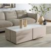 SAFAVIEH Couture Collection – Alanabella Sand & White Marble Coffee Table, Rectangular Accent Table, Modern Design, Fully Assembled (SFV5552A)(Sand/White)