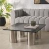 SAFAVIEH Couture Collection – Belynda Black Marble Top Coffee Table with Chunky Chrome Stainless Steel Legs, Modern Accent Cocktail Table (SFV9740A)(Black/Chrome)