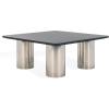 SAFAVIEH Couture Collection – Belynda Black Marble Top Coffee Table with Chunky Chrome Stainless Steel Legs, Modern Accent Cocktail Table (SFV9740A)(Black/Chrome)