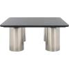 SAFAVIEH Couture Collection – Belynda Black Marble Top Coffee Table with Chunky Chrome Stainless Steel Legs, Modern Accent Cocktail Table (SFV9740A)(Black/Chrome)