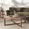SAFAVIEH Couture Collection – Bernardi Walnut & Brown Marble Top Coffee Table with Solid Wood Base, Modern Accent Cocktail Table (SFV9744B)(Walnut/Brown)