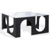 SAFAVIEH Couture Collection – Brayberry Black Iron & Glass Square Coffee Table, Modern Fully Assembled Accent Cocktail Table (SFV6802A)(Black/Clear)