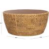 SAFAVIEH Couture Collection – Braylen Natural Rattan & Glass Coffee Table, Round Accent Table, Fully Assembled (CWK2021A)(Natural)