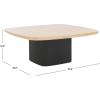 SAFAVIEH Couture Collection – Celestyn Square Travertine Top Coffee Table with Black Solid Wood Pedestal Base, Modern Accent Cocktail Table (SFV9738A)(Travertine/Black)