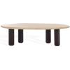 SAFAVIEH Couture Collection – Celestyn Travertine Top Coffee Table with Walnut Solid Wood Legs, Modern Accent Cocktail Table (SFV9737A)(Travertine/Walnut)