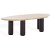SAFAVIEH Couture Collection – Celestyn Travertine Top Coffee Table with Walnut Solid Wood Legs, Modern Accent Cocktail Table (SFV9737A)(Travertine/Walnut)
