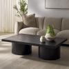 SAFAVIEH Couture Collection – Falynn Black Rectangular Solid Wood Coffee Table, Modern Sculptural Accent Table (SFV2310B)(Black)