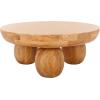 SAFAVIEH Couture Collection – Hayliette Black Round Solid Wood Coffee Table, Sculptural Modern Accent Table (SFV2309B)(Natural)
