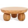 SAFAVIEH Couture Collection – Hayliette Black Round Solid Wood Coffee Table, Sculptural Modern Accent Table (SFV2309B)(Natural)