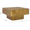 SAFAVIEH Couture Collection – Janalee Hammered Steel Chrome Square Coffee Table, Modern Fully Assembled Accent Cocktail Table (SFV7914A)(Brass)