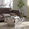 SAFAVIEH Couture Collection – Janalee Hammered Steel Chrome Square Coffee Table, Modern Fully Assembled Accent Cocktail Table (SFV7914A)(Chrome)