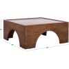 SAFAVIEH Couture Collection – Jaslina Dark Walnut Square Coffee Table with Brown Solid Wood Legs & Marble Top, Modern Accent Cocktail Table (SFV9754A)(Dark Walnut/Brown)