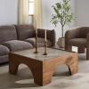 SAFAVIEH Couture Collection – Jaslina Dark Walnut Square Coffee Table with Brown Solid Wood Legs & Marble Top, Modern Accent Cocktail Table (SFV9754A)(Dark Walnut/Brown)