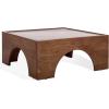 SAFAVIEH Couture Collection – Jaslina Dark Walnut Square Coffee Table with Brown Solid Wood Legs & Marble Top, Modern Accent Cocktail Table (SFV9754A)(Dark Walnut/Brown)