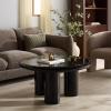 SAFAVIEH Couture Collection – Lolita Red Concrete Coffee Table, Round High Gloss Accent Table, Modern Sculptural Design (SFV2623C)(Black)