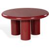 SAFAVIEH Couture Collection – Lolita Red Concrete Coffee Table, Round High Gloss Accent Table, Modern Sculptural Design (SFV2623C)(Red)
