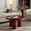 SAFAVIEH Couture Collection – Lolita Red Concrete Coffee Table, Round High Gloss Accent Table, Modern Sculptural Design (SFV2623C)(Red)