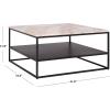 SAFAVIEH Couture Collection – Macklyn Light Brown Marble & Black Metal Square Coffee Table, Open Storage Shelf, Fully Assembled (SFV5769A)(Light Brown/Black)