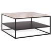 SAFAVIEH Couture Collection – Macklyn Light Brown Marble & Black Metal Square Coffee Table, Open Storage Shelf, Fully Assembled (SFV5769A)(Light Brown/Black)