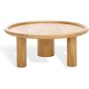 SAFAVIEH Couture Collection – Madelynn Oak Wood Round Coffee Table with Oak Veneer 3-Leg Base, Modern Accent Cocktail Table (SFV9747A)(Natural)