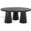 SAFAVIEH Couture Collection – Petra Clara Black Solid Wood Coffee Table, Round 3-Leg Design, Sculptural Modern Statement (SFV5790A)(Black)
