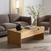 SAFAVIEH Couture Collection – Riverside Natural Oak Wood Coffee Table with 4 Drawers, Modern Storage Cocktail Table, Fully Assembled (SFV9761A)(Natural Oak)