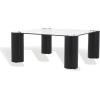 SAFAVIEH Couture Collection – Robbie Black Square Coffee Table, Glass Top with Solid Wood Cylinder Legs, Modern Accent Table (SFV2308B)(Black)
