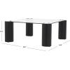SAFAVIEH Couture Collection – Robbie Black Square Coffee Table, Glass Top with Solid Wood Cylinder Legs, Modern Accent Table (SFV2308B)(Black)