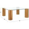 SAFAVIEH Couture Collection – Robbie Black Square Coffee Table, Glass Top with Solid Wood Cylinder Legs, Modern Accent Table (SFV2308B)(Natural)
