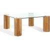 SAFAVIEH Couture Collection – Robbie Black Square Coffee Table, Glass Top with Solid Wood Cylinder Legs, Modern Accent Table (SFV2308B)(Natural)