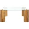 SAFAVIEH Couture Collection – Robbie Black Square Coffee Table, Glass Top with Solid Wood Cylinder Legs, Modern Accent Table (SFV2308B)(Natural)