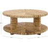 SAFAVIEH Couture Collection – Rolando Natural Abaca Coffee Table, Round Woven Accent Table, Fully Assembled (CWK2027A)(Natural)