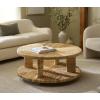 SAFAVIEH Couture Collection – Rolando Natural Abaca Coffee Table, Round Woven Accent Table, Fully Assembled (CWK2027A)(Natural)
