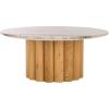 SAFAVIEH Couture Collection – Roxiella White Marble Round Coffee Table with Black Solid Wood Base, Modern Accent Cocktail Table (SFV9733B)(Brown/Natural)