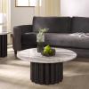 SAFAVIEH Couture Collection – Roxiella White Marble Round Coffee Table with Black Solid Wood Base, Modern Accent Cocktail Table (SFV9733B)(White/Black)