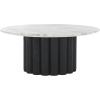 SAFAVIEH Couture Collection – Roxiella White Marble Round Coffee Table with Black Solid Wood Base, Modern Accent Cocktail Table (SFV9733B)(White/Black)