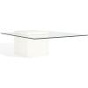 SAFAVIEH Couture Collection – Sophibeth Ivory Coffee Table, Square Concrete Base with Clear Glass Top, Modern Accent Table (SFV2611A)(Ivory/Clear)