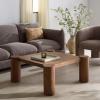 SAFAVIEH Couture Collection – Trescott Solid Wood Square Coffee Table with Chunky Cylinder Legs, Modern Accent Cocktail Table (SFV9763A)(Natural)