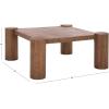 SAFAVIEH Couture Collection – Trescott Solid Wood Square Coffee Table with Chunky Cylinder Legs, Modern Accent Cocktail Table (SFV9763A)(Natural)