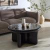 SAFAVIEH Couture Collection – Tressarose Black Concrete Coffee Table, Round High Gloss Accent Table, Modern Sculptural Design, Fully Assembled (SFV2625A)(Black)