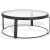 SAFAVIEH Couture Collection – Tyrese Black Metal Coffee Table, Round Clear Glass Top, Modern Minimalist Accent Table (SFV3005A)(Black/Clear)