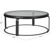 SAFAVIEH Couture Collection – Tyrese Black Metal Coffee Table, Round Clear Glass Top, Modern Minimalist Accent Table (SFV3005A)(Black/Clear)