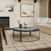 SAFAVIEH Couture Collection – Tyrese Black Metal Coffee Table, Round Clear Glass Top, Modern Minimalist Accent Table (SFV3005A)(Black/Clear)